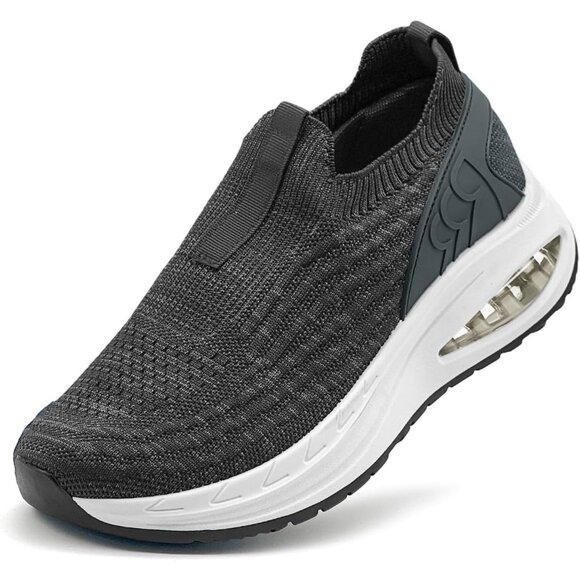 Dolphinslides Women Men Black Gray Running Athletic Tennis Lightweight Sneakers - Picture 1 of 7
